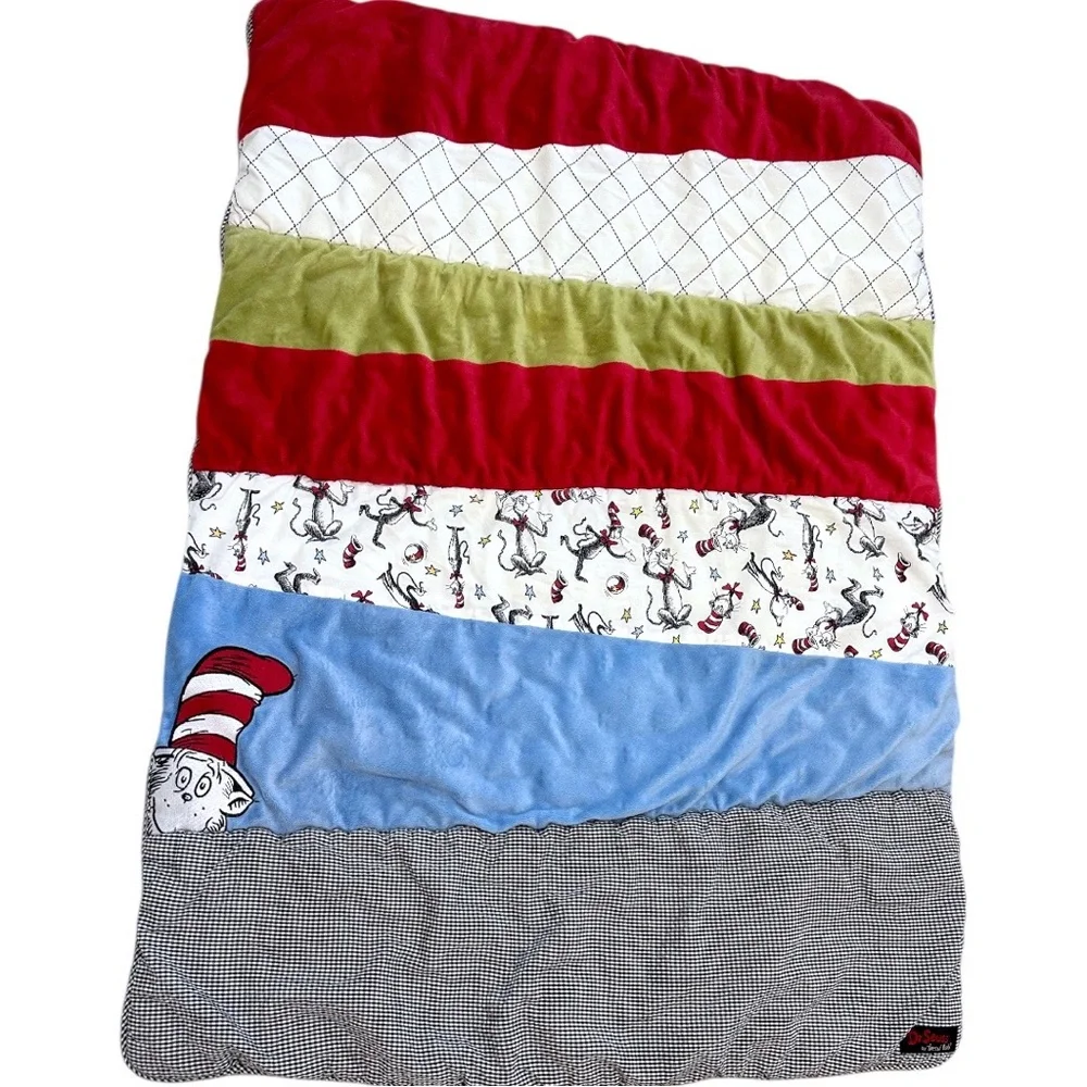 Dr. Seuss Baby Color Block Reversible Crib Quilt Comforter Patchwork Play Mat